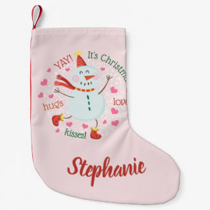 Happy Snowman Pink Weihnachten Kleiner Weihnachtsstrumpf