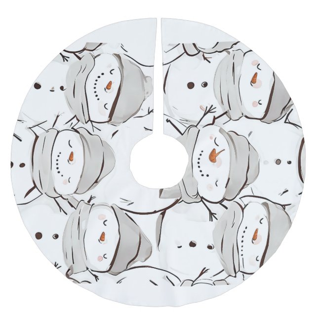 Happy Snowman Polyester Weihnachtsbaumdecke (Vorderseite)