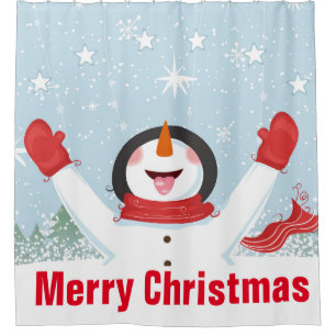 Happy Snowman Shower Vorhang