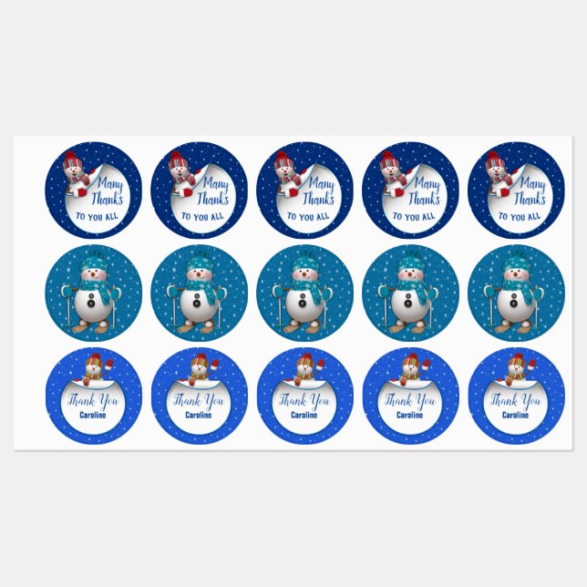 Happy Snowman Vielen Dank Etiketten (Blatt)