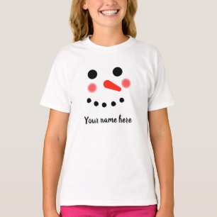 Happy Snowman visage Nom personnalisé T-shirt