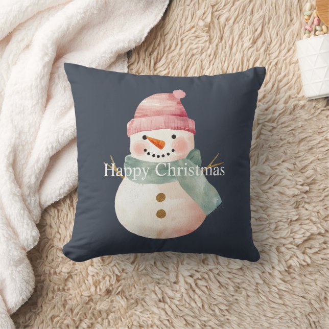 Happy Snowman Weihnachten Kissen (Decke)