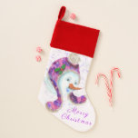 Happy Snowman Weihnachts-Strumpf Weihnachtsstrumpf<br><div class="desc">Weihnachts-Strümpfe mit Happy Snowman In Lila rosa Beanie Winter Hat Spaß Weihnachtsgemälde Sammlung - oder wählen / Fügen Sie Ihren einzigartigen Text / Name / Farbe - Make Your Special Christmas Strumpf Gift - Neu vergrössern und verschieben / entfernen - Bild / Text mit Anpassungstool. Malerei und Design von MIGNED....</div>