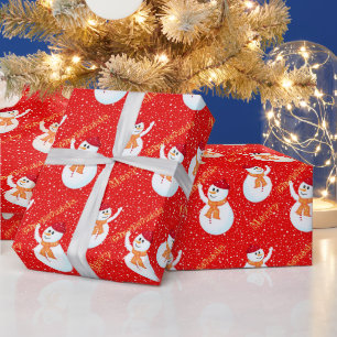 Happy Snowman Weihnachts-Wrapping Paper Geschenkpapier