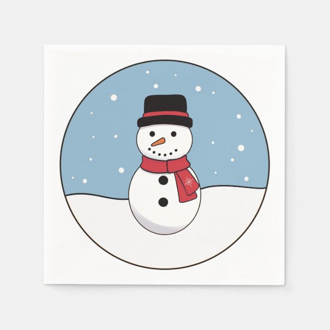 Happy Snowman Weihnachtsfeiertag Serviette (Vorderseite)
