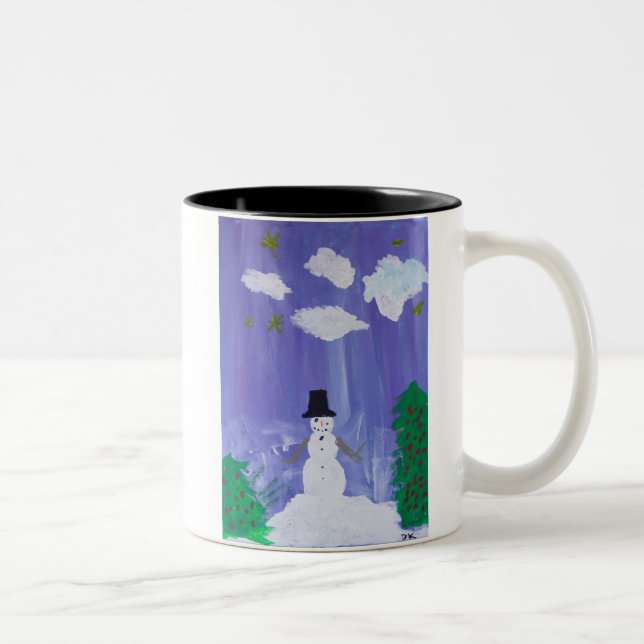 Happy Snowman Zweifarbige Tasse (Rechts)