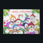 Happy Snowmans Christmas Doormat Fußmatte<br><div class="desc">Weihnachtstürme mit Happy Snowmans Frohe Weihnachtsfeier Party Funny Zeichnend Cartoon Snowman Feier Doormat - Anpassbar - oder wählen / Fügen Sie Ihre einzigartige Text / Schriftart / Farbe - Make Your Special Gift - Umgestalten und verschieben oder entfernen und hinzufügen Elemente / Bild mit Anpassungs-Tool ! - Zeichn und Design...</div>