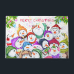 Happy Snowmans Christmas Doormat Fußmatte<br><div class="desc">Weihnachtstürme mit Happy Snowmans Frohe Weihnachtsfeier Party Funny Zeichnend Cartoon Snowman Feier Doormat - Anpassbar - oder wählen / Fügen Sie Ihre einzigartige Text / Schriftart / Farbe - Make Your Special Gift - Umgestalten und verschieben oder entfernen und hinzufügen Elemente / Bild mit Anpassungs-Tool ! - Zeichn und Design...</div>