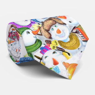 Happy Snowmans Christmas Neck Tie Celebration Krawatte