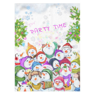 Happy Snowmans Christmas Tablecloth Tischdecke