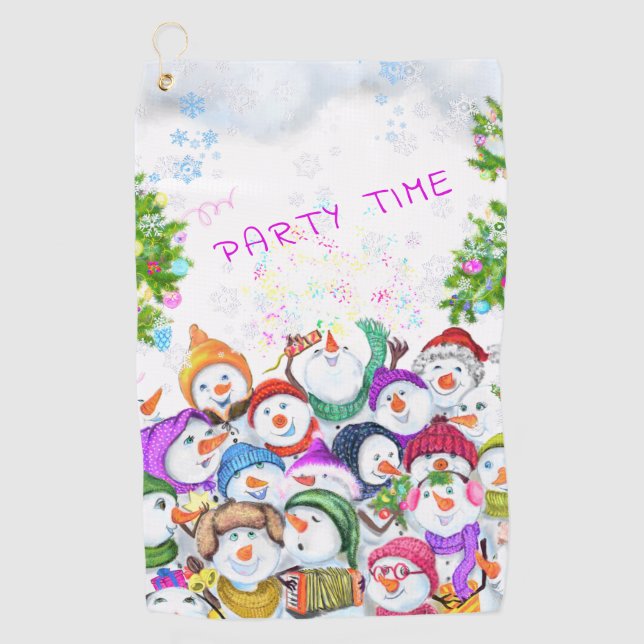 Happy Snowmans Frohe Weihnachten Party Golf Handtu Golfhandtuch (Vorderseite)