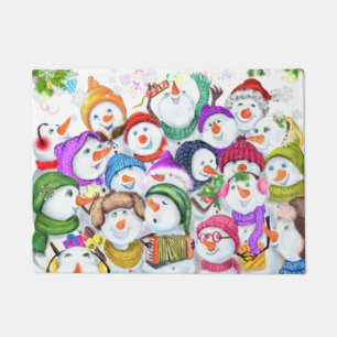 Happy Snowmans Frohe Weihnachts-Party Funny Zeichn Fußmatte