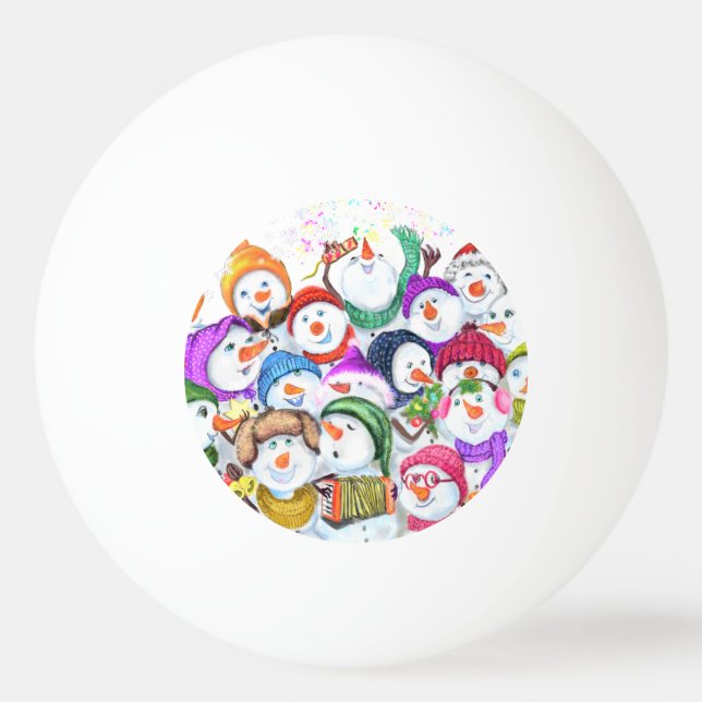 Happy Snowmans Frohe Weihnachts-Party Funny Zeichn Tischtennisball (Vorderseite)