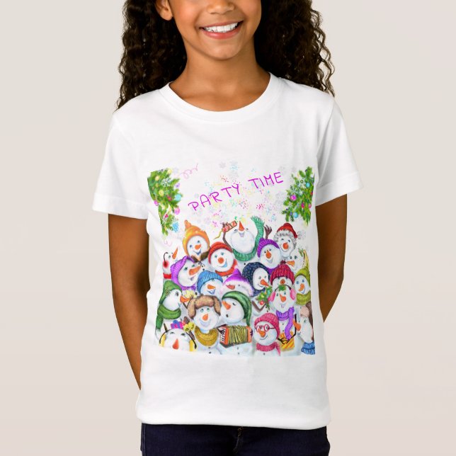 Happy Snowmans Frohe Weihnachts-Party Kinder T - S T-Shirt (Vorderseite)