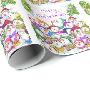 Happy Snowmans Party Weihnachtswrapping Paper Geschenkpapier