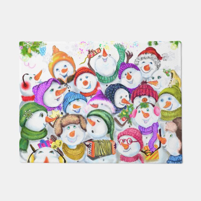 Happy Snowmans Weihnachtsfest Party Funny Doormat Fußmatte (Vorderseite)