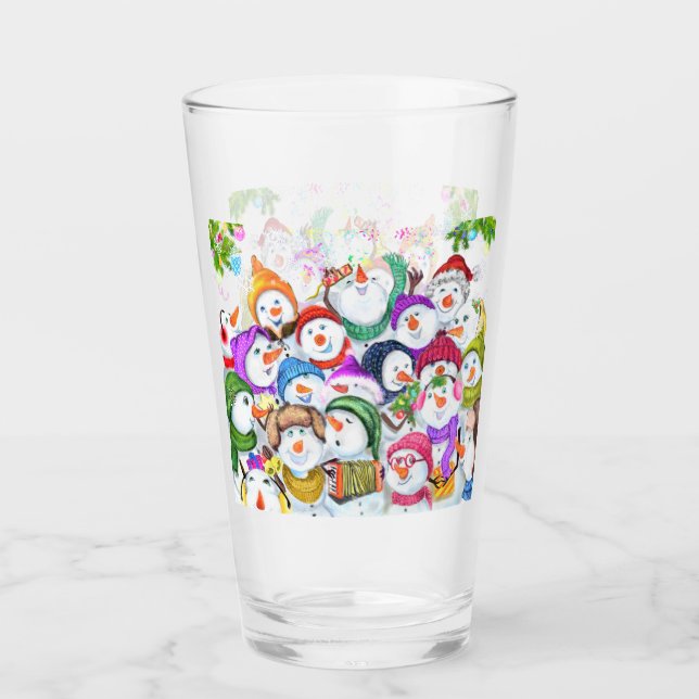 Happy Snowmans Weihnachtsglas Glas (Vorderseite)