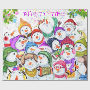 Happy Snowmans Weihnachtswrapping Paper Geschenkpapier