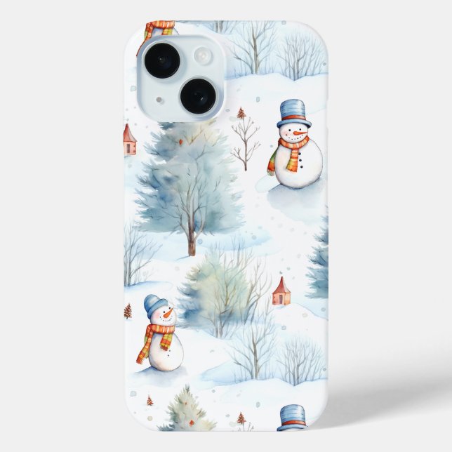 Happy Snowmen Pattern Case-Mate iPhone Hülle (Rückseite)