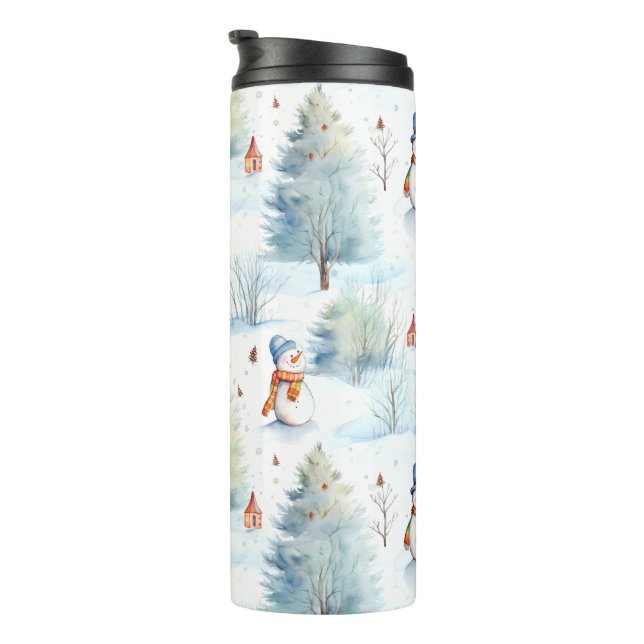 Happy Snowmen Pattern Thermosbecher (Nach rechts gedreht)