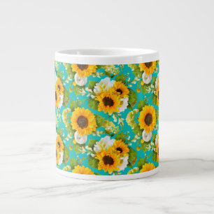 Happy Sommer Sonnenblumenmuster Kaffeekrug Jumbo-Tasse
