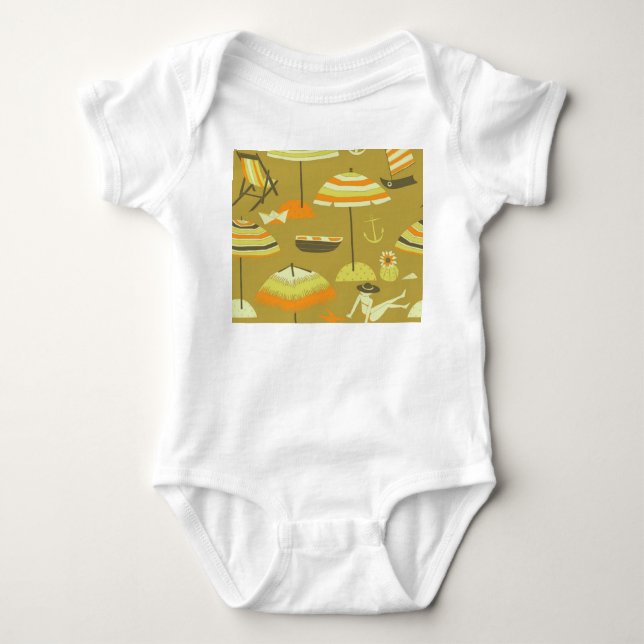 Happy Sommertime Fun Seamless Muster Baby Strampler (Vorderseite)