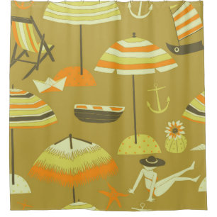 Happy Sommertime Fun Seamless Muster Duschvorhang
