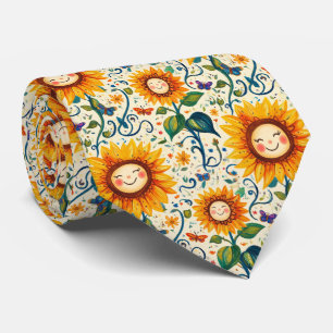 Happy Sonnenblumen: Gefrechtes Sonnenblumenmuster Krawatte