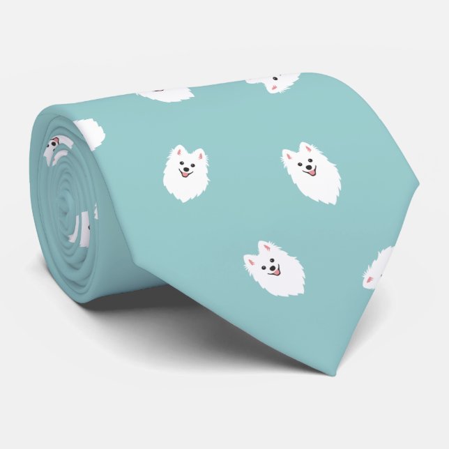 Happy Spitz Dog Cravate (Aqua Mint) (Roulé)