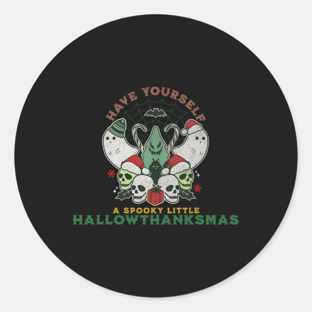 Happy Spooky HallowDankeMas Halloween F Runder Aufkleber (Vorderseite)