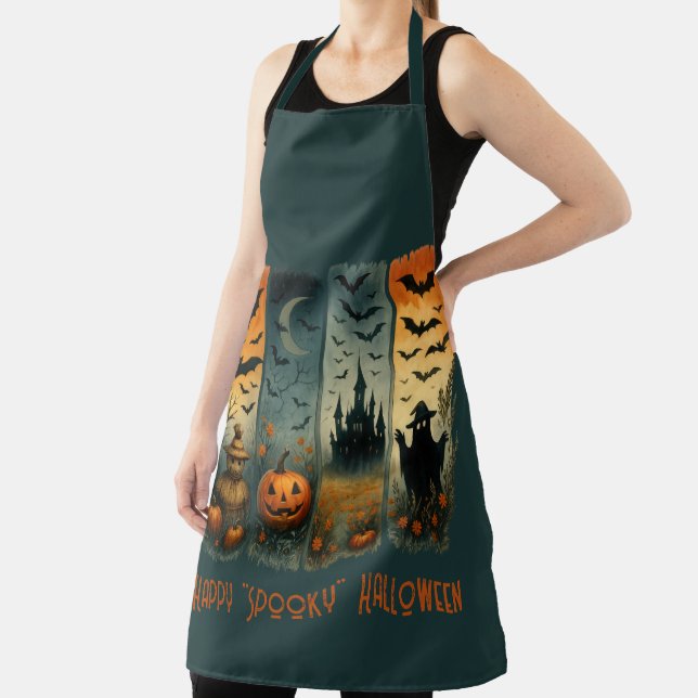 Happy "Spooky" Halloween Pumpkin Scarecrow Bat Schürze (InSitu)