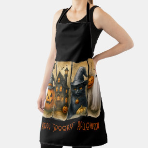 Happy "Spooky" Halloween Pumpkins Black Cat Bats Schürze