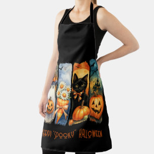 Happy "Spooky" Halloween Pumpkins Black Cat Geiste Schürze