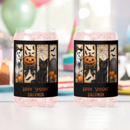 Happy Spooky Halloween Szenen Trinkbehälter Set Dosenglas