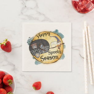 Happy Spooky Season Witch Camper Van Serviette