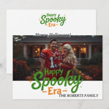 Happy Spooky-Zeitkarte, Foto der Familie zwischen