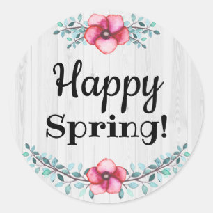 Happy Spring autocollant rond
