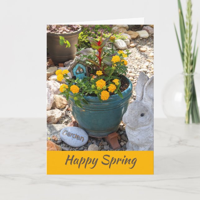 Happy Spring, Backyard Garden Foto Card Karte (Vorderseite)