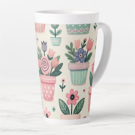 Happy Spring Blume Pot Print Design Milchtasse