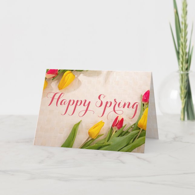 Happy Spring Colorful Tulips Karte (Vorderseite)