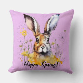 Happy Spring Floral Bunny mit gelben Lüstern Kissen