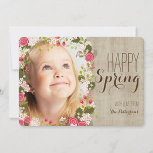 Happy Spring Floral   Leinen-Foto-Grußkarte Karte