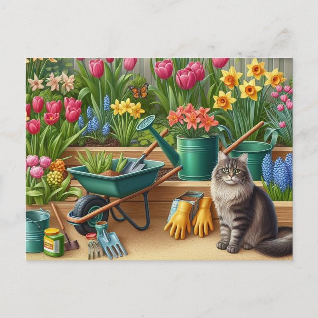 Happy Spring Flower Garden Postkarte (Vorderseite)