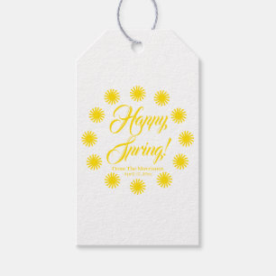 Happy Spring Gelbe Sonnengrenze Brauch fröhlichen  Geschenkanhänger