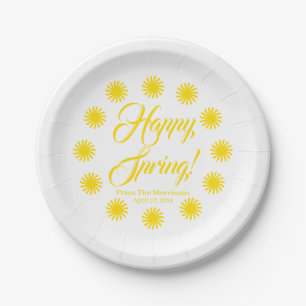 Happy Spring Gelbe Sonnengrenze Brauch fröhlichen  Pappteller