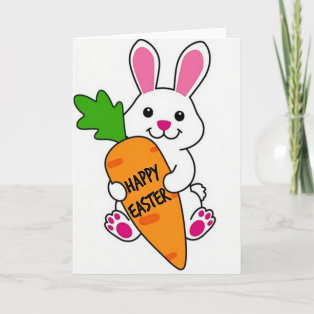 Happy Spring Rabbit Carrot Card Karte (Vorderseite)