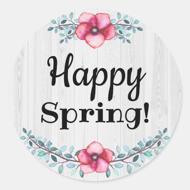 Happy Spring Round Aufkleber (Vorderseite)