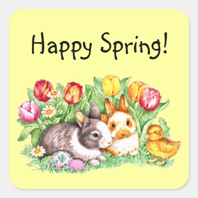 Happy Spring Stickers / Umschlag Aufkleber - Vorla (Vorderseite)