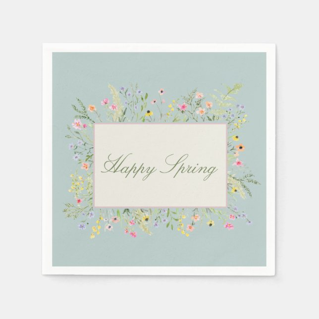 Happy Spring Watercolor Wildflower  Serviette (Vorderseite)