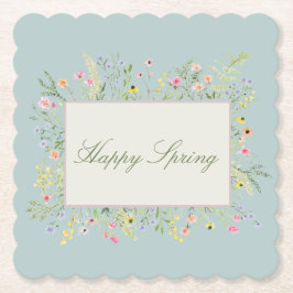 Happy Spring Watercolor Wildflower  Untersetzer